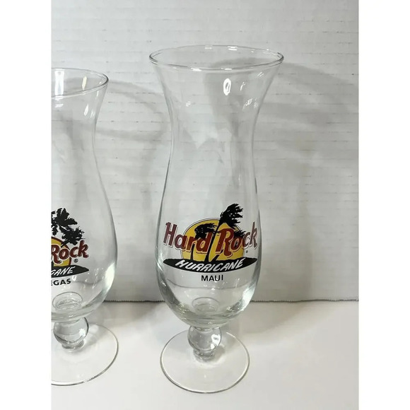 HARD ROCK CAFE Vegas & Maui‎ Tall Hurricane Glass Milkshake Cocktail Lager Beer - Picture 3 of 10